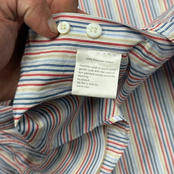 Spier & Mackay Contemporary Multicolor Striped Dress Shirt Cotton 43 17 XL - Picture 8 of 8